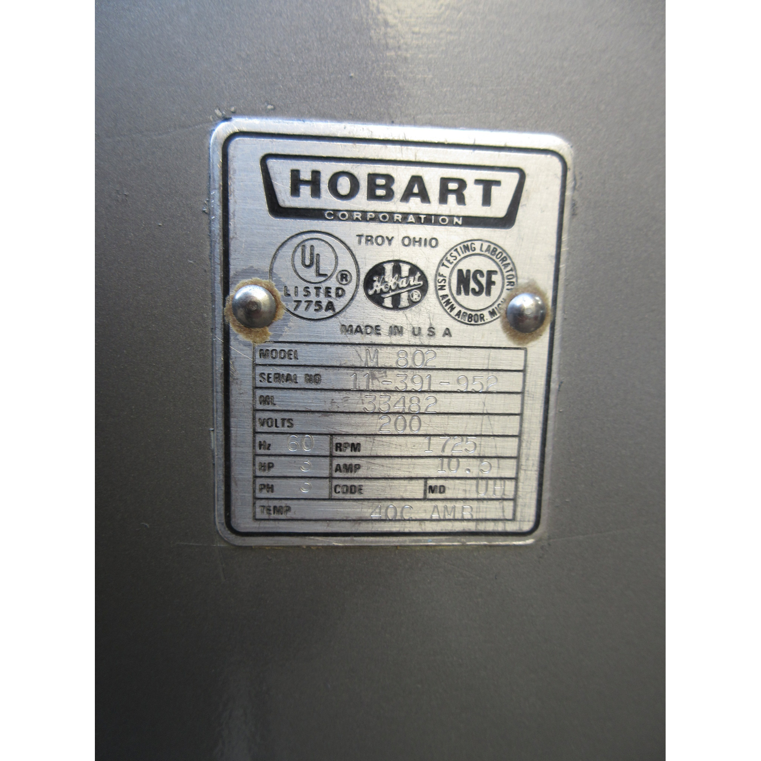 Hobart M802 80 Qt Mixer, Bowl And 2 Attachments Included, Used Excellent Condition image 3