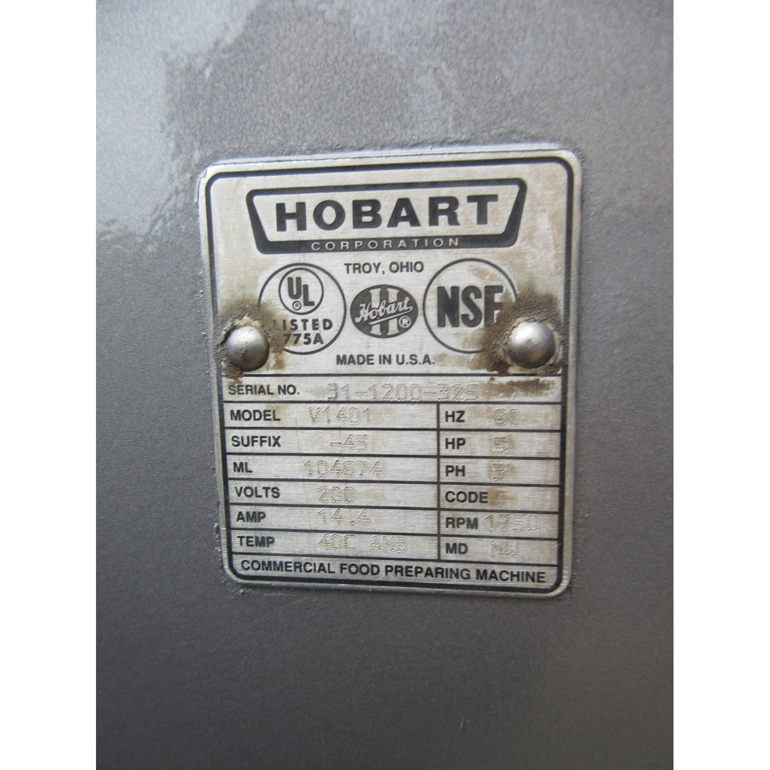 Hobart V1401 140 Qt Mixer, Bowl And 2 Attachments Included, Used Excellent Condition image 3