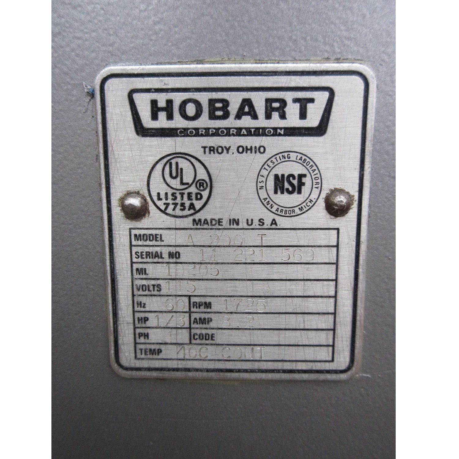 Hobart A200T 20 Qt Mixer, Bowl And 2 Attachments Included, Used Excellent Condition image 3