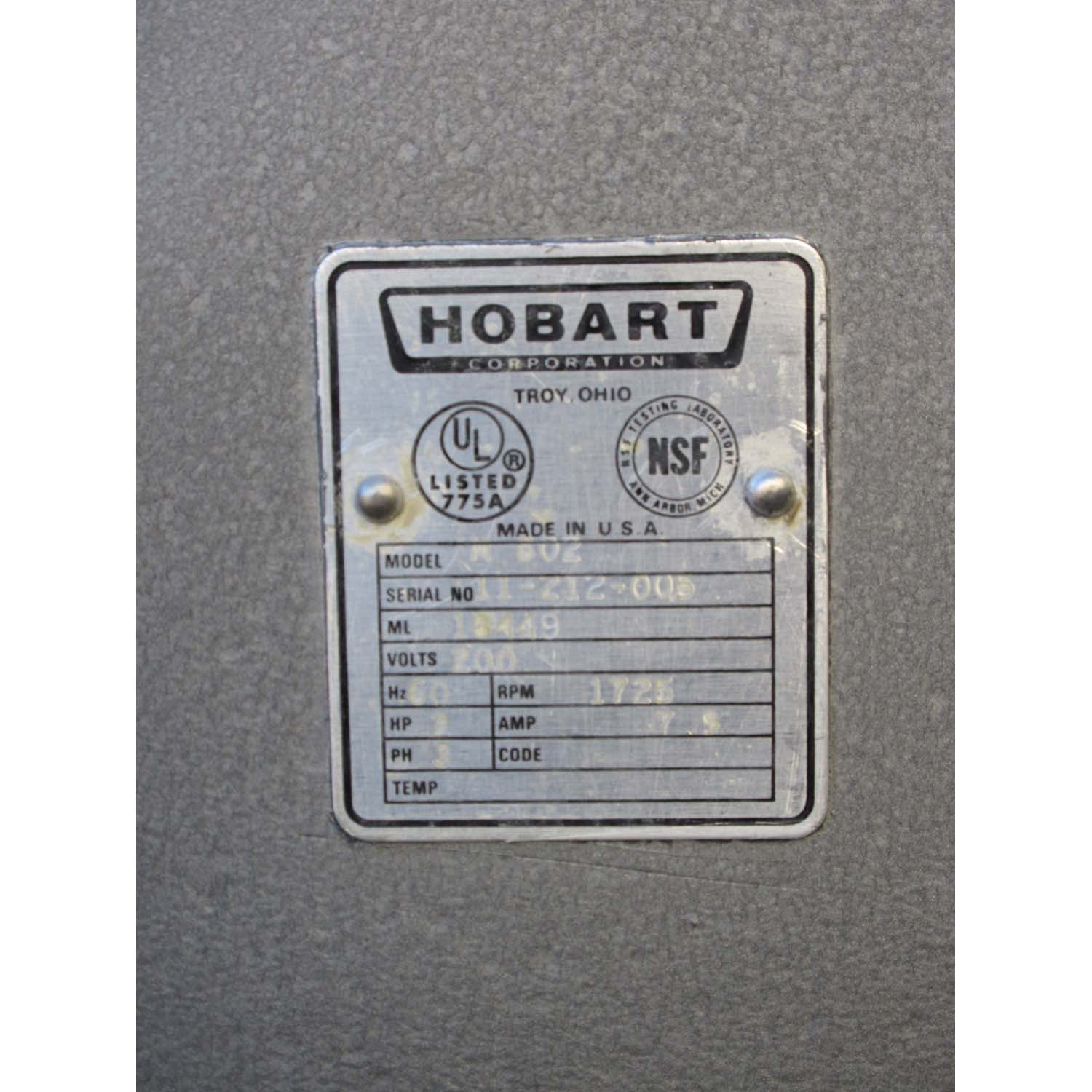 Hobart M802 80 Qt Mixer, Bowl And 2 Attachments Included, Used Excellent Condition  image 3