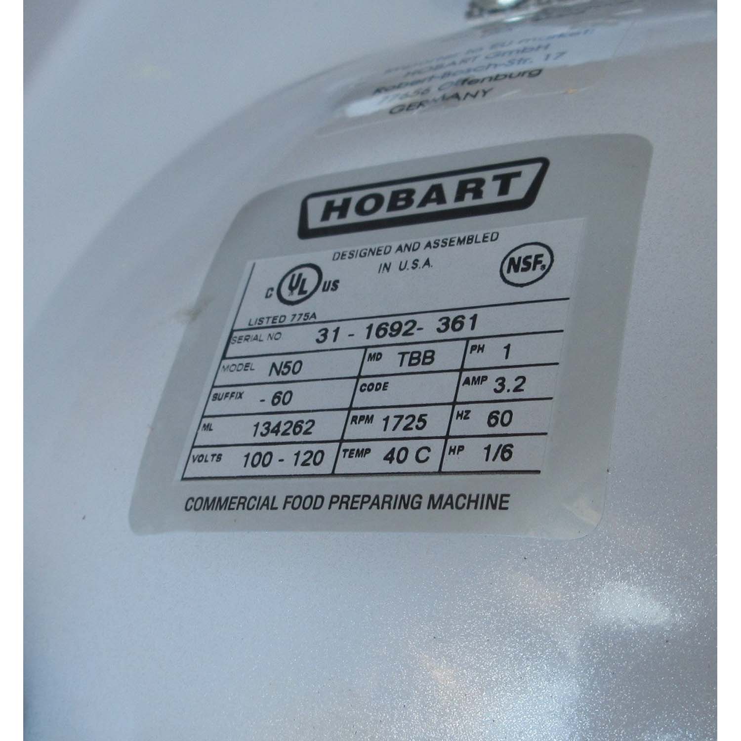 Hobart N50 5 Qt Mixer, New, Open Box image 2