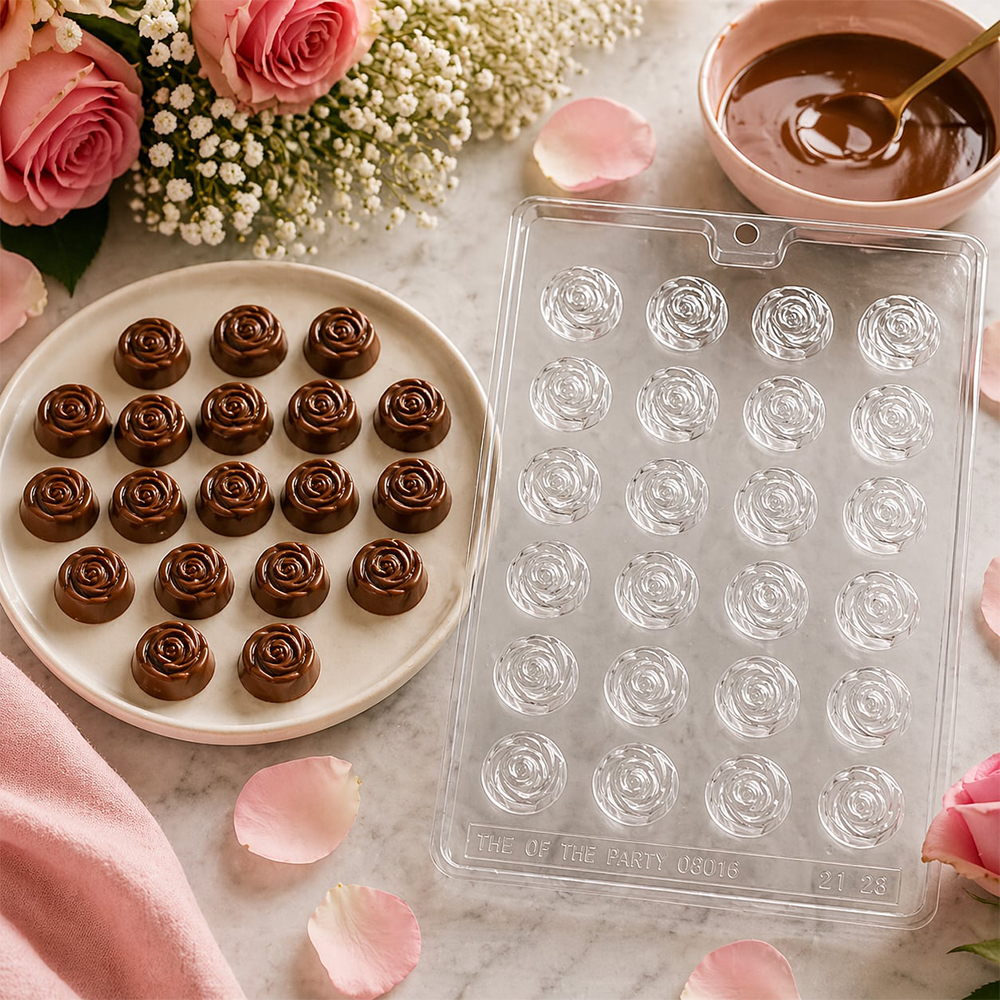 Plastic Chocolate Mold, Bite Size Roses, 24 Cavities image 1