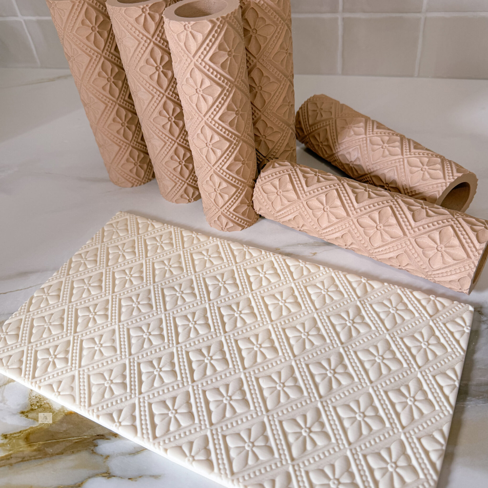 Angela Morrison Vintage Bloom Textured Rolling Pin, 9" image 1