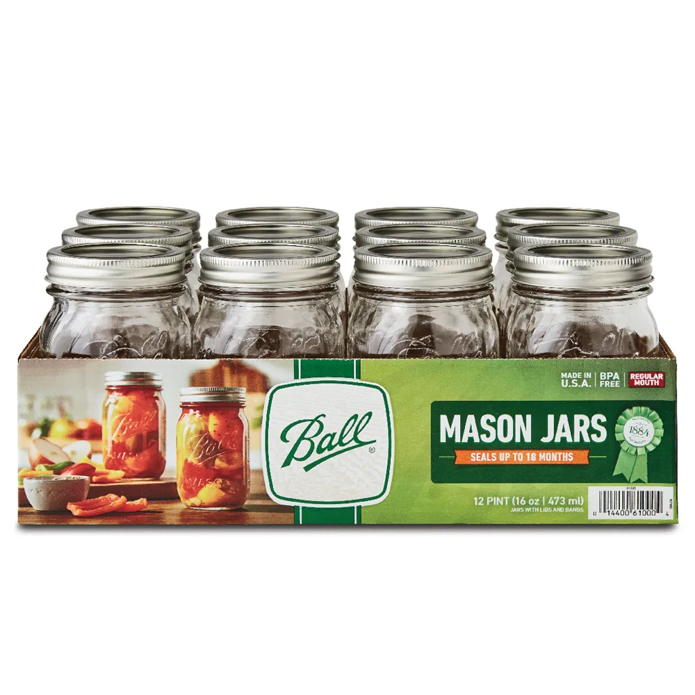 Ball Regular Mouth Glass Mason Jar, 16 oz. - Case of 12 image 1