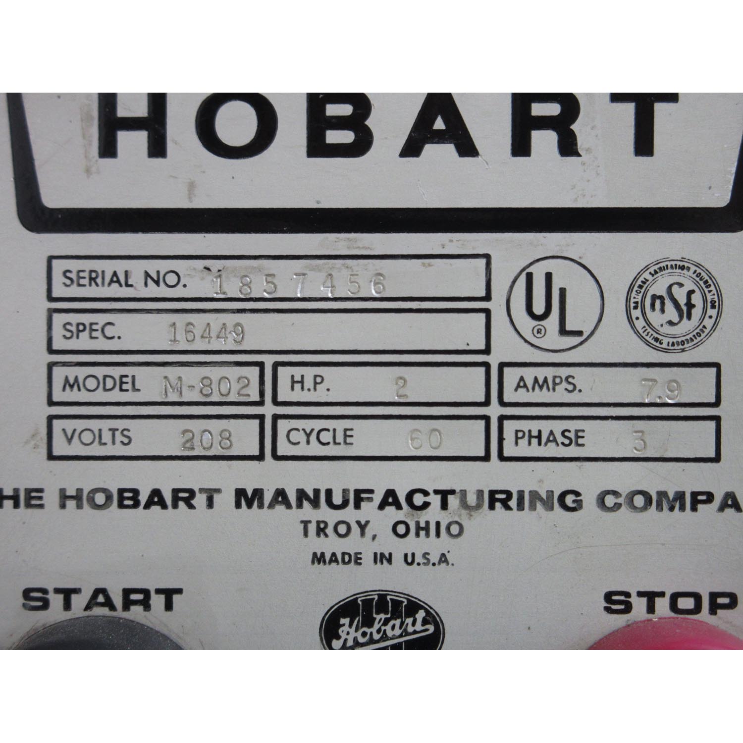 Hobart M802 80 Qt Mixer, Bowl And 2 Attachments Included, Used Excellent Condition image 3