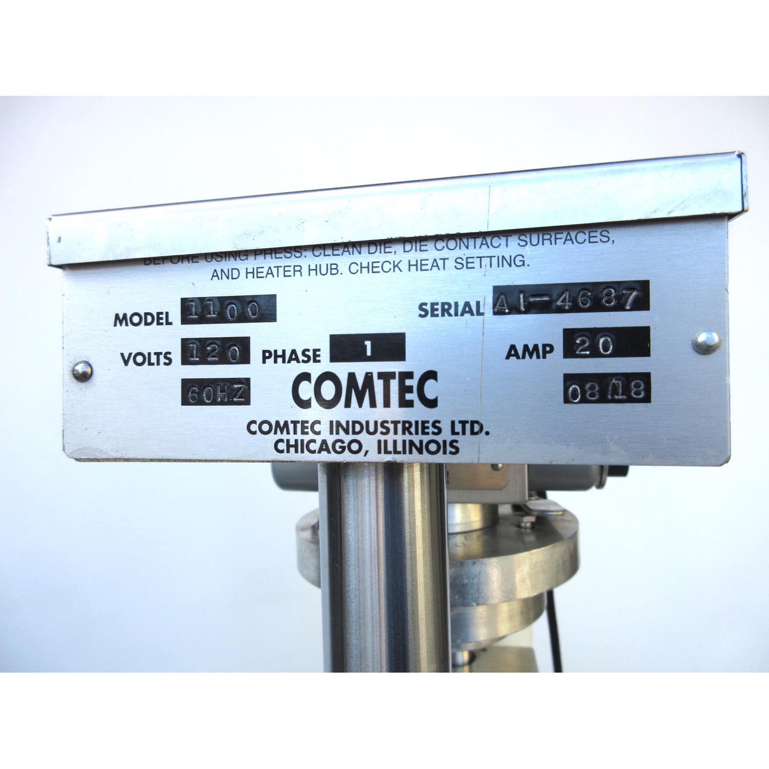 Comtec 1100 Hydraulic Pie Press, Used Excellent Condition image 5