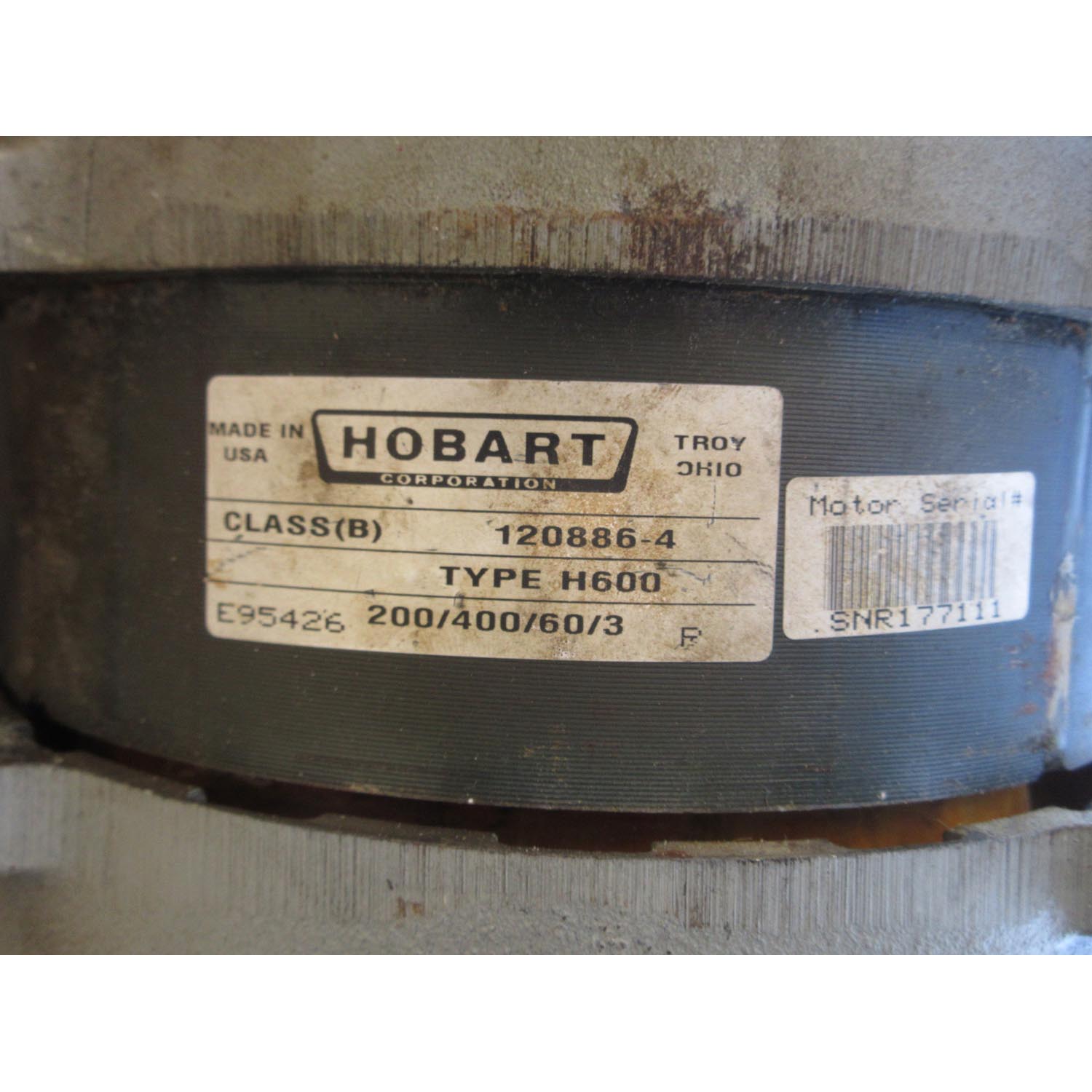 Hobart 00-120886-00004 Motor For H600 220v/400v 3 Phase 60hz, Used Excellent Condition  image 1