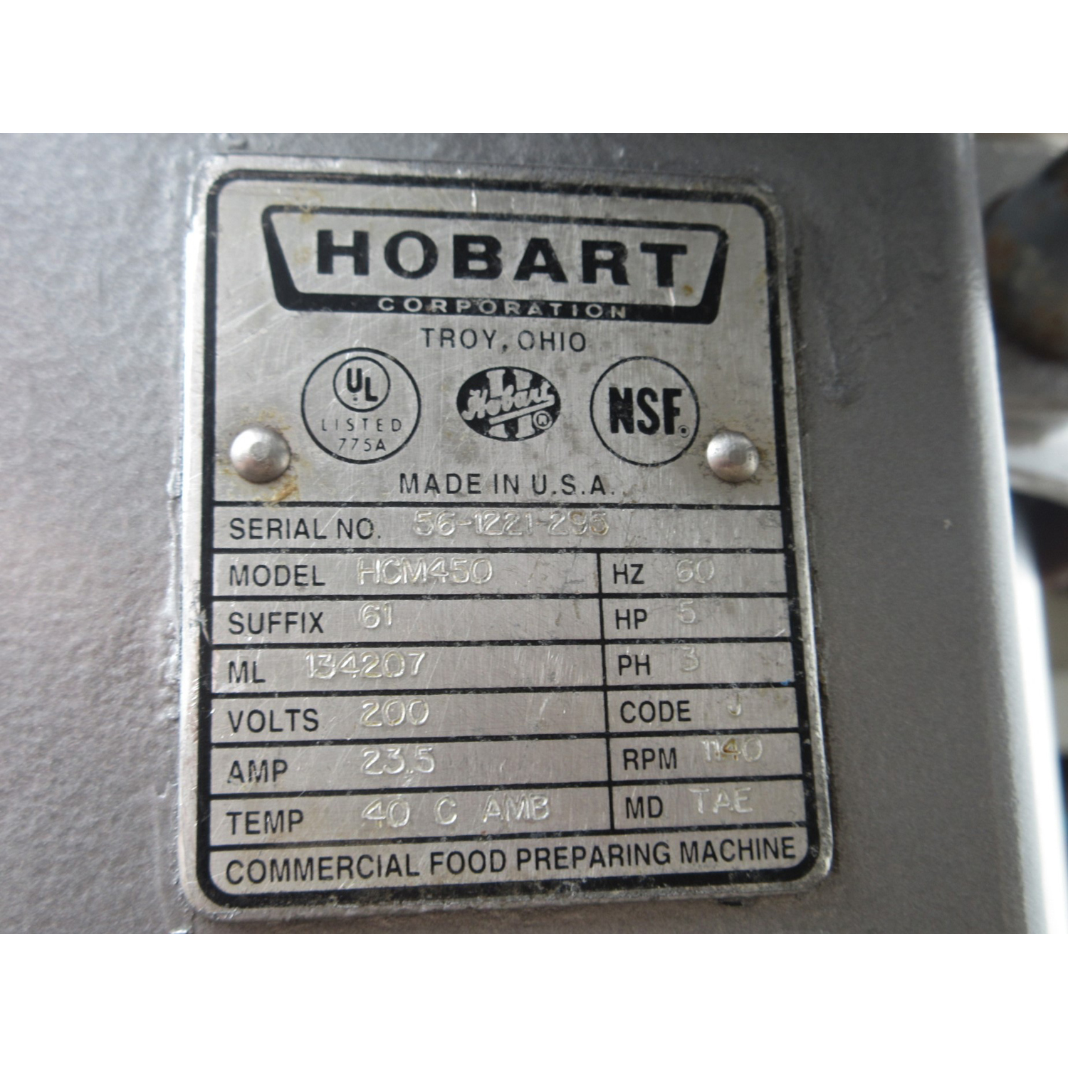 Hobart HCM-450 45 Quart Vertical Cutter Mixer, Used Excellent Condition image 4