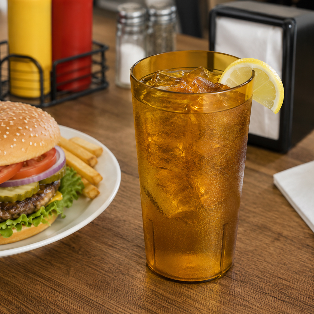Winco Amber Pebbled Tumbler, 9-1/2 oz. - Pack of 12 image 1