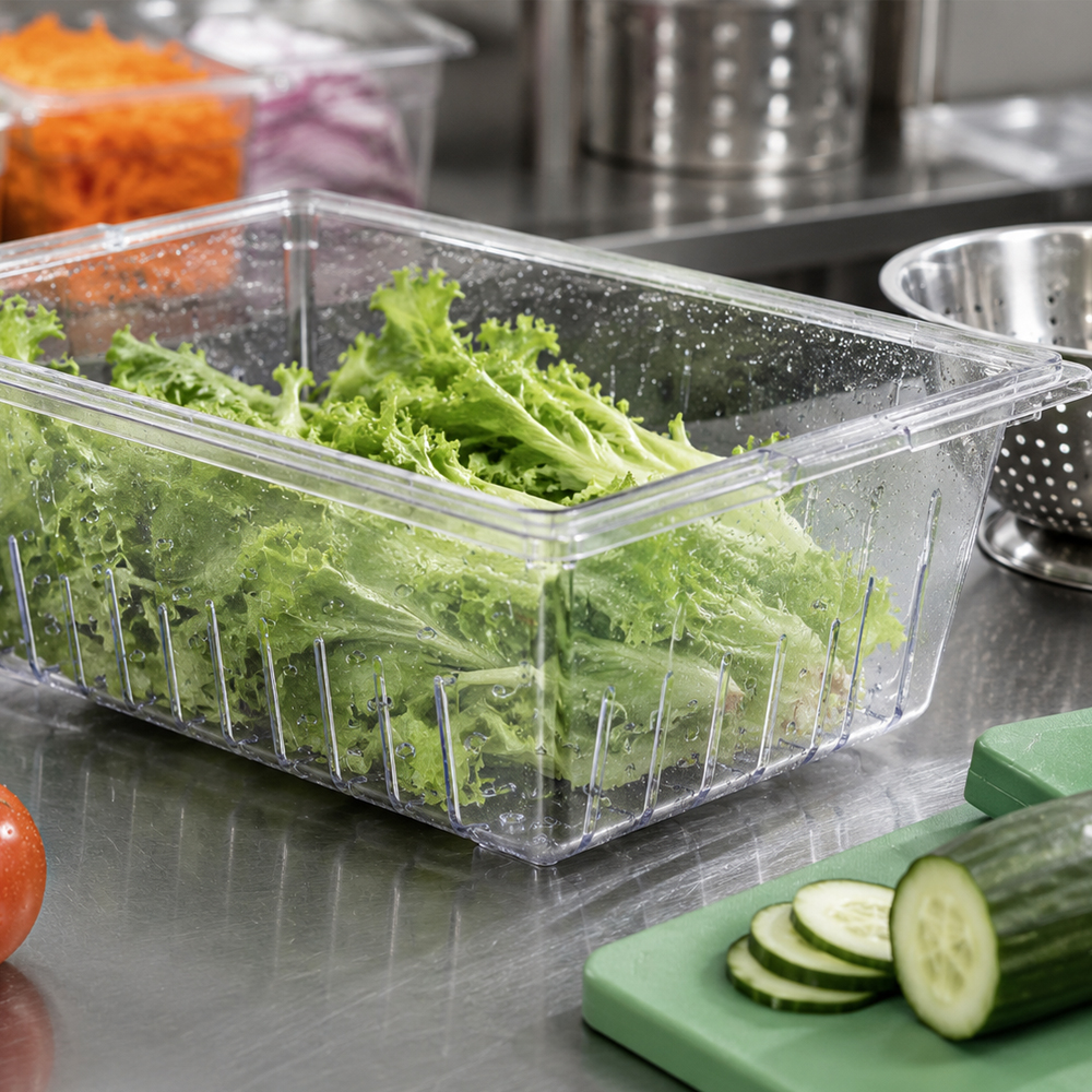Winco Clear Polycarbonate Colander, 8" Deep image 1
