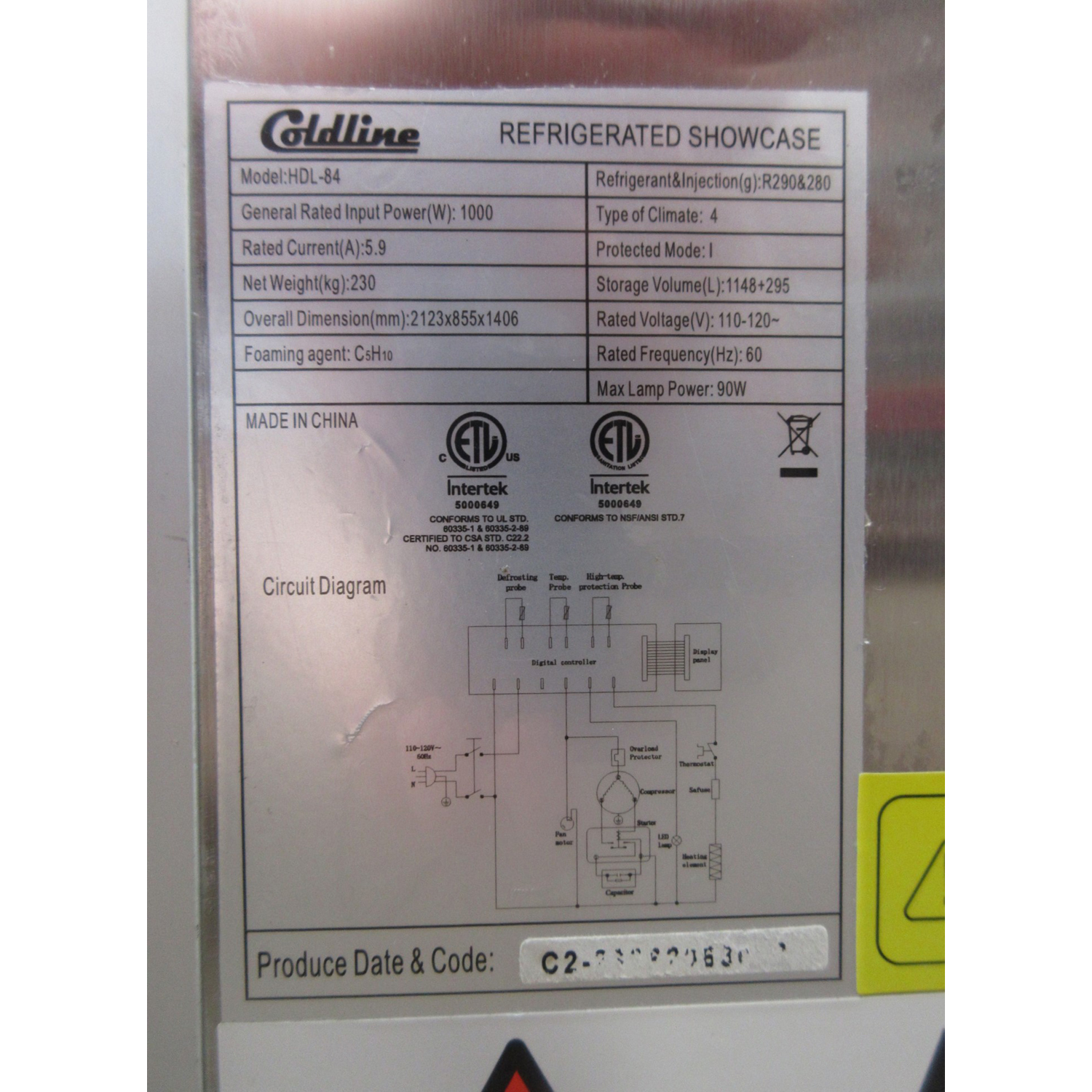 Coldline HDL84 84 Refrigerated Slanted Glass High Meat Deli Case with Rear Storage, Used Excellent Condition image 3