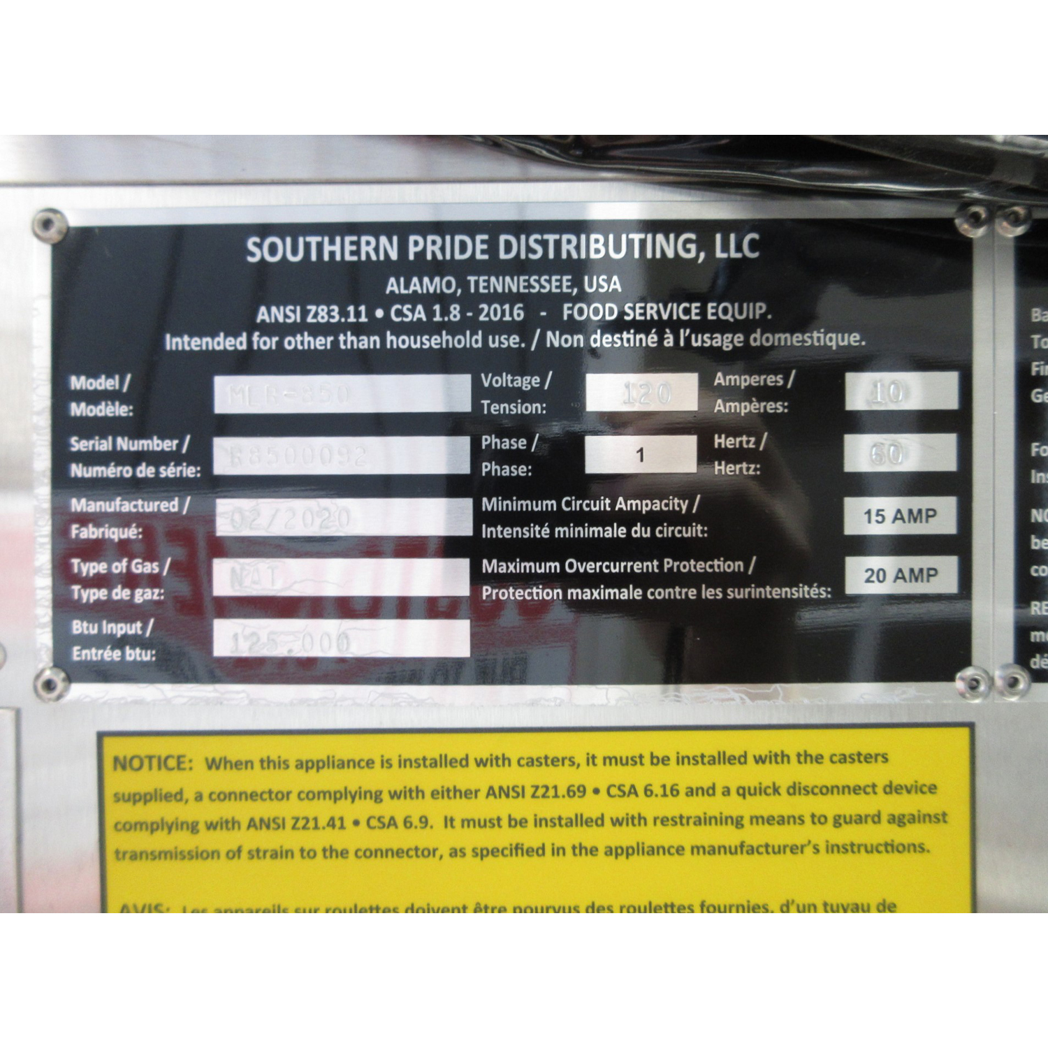 Southern Pride MLR-850 Stainless Steel Gas Rotisserie Smoker, Used Excellent Condition image 8