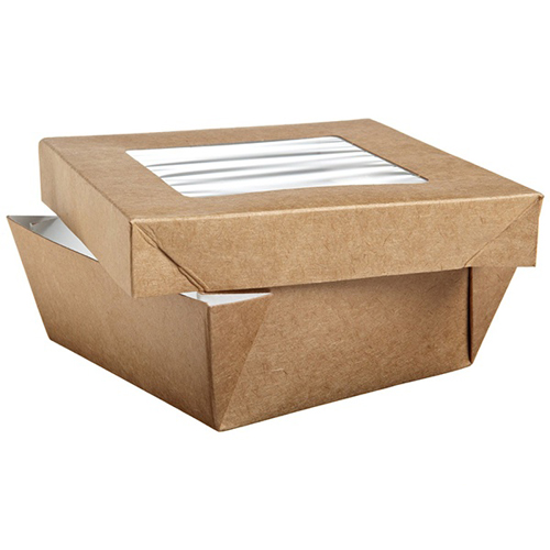 PacknWood Disposable Kray Takeout Box, Brown Size: 9.8" x 9.8" x 2" High - Case Of 100 image 3