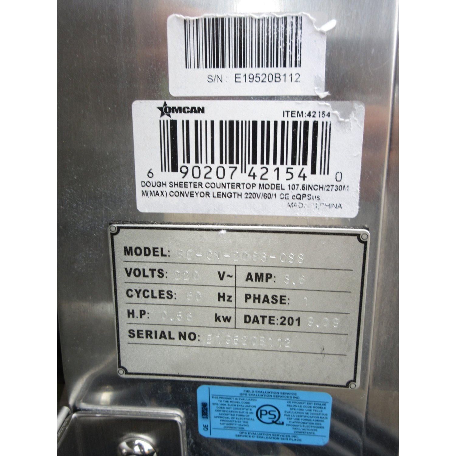 Omcan BE-CN-2083-CSS Countertop Dough Sheeter, Used Excellent Condition image 4
