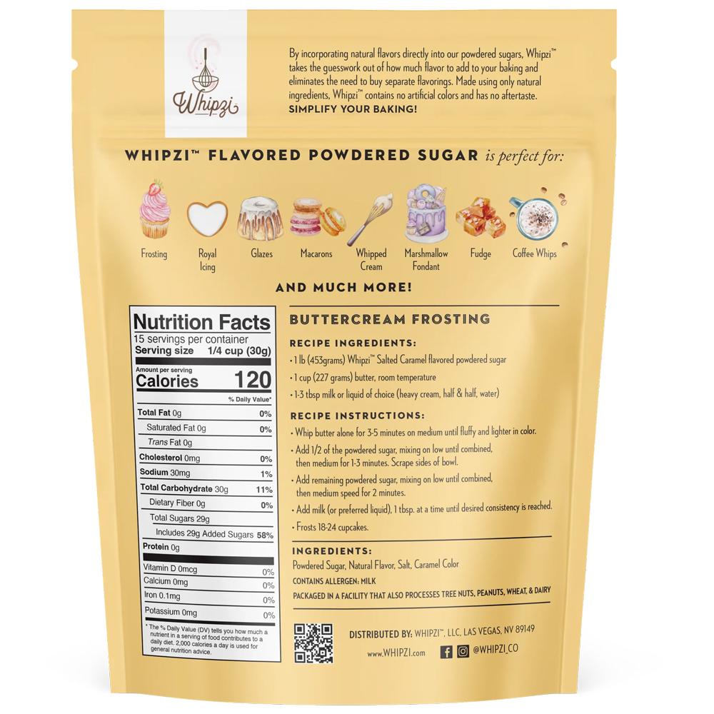 Whipzi Salted Caramel Flavor Powdered Sugar, 16 oz. image 1