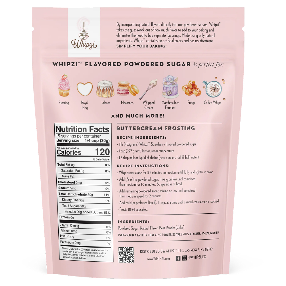 Whipzi Strawberry Flavor Powdered Sugar, 16 oz. image 1