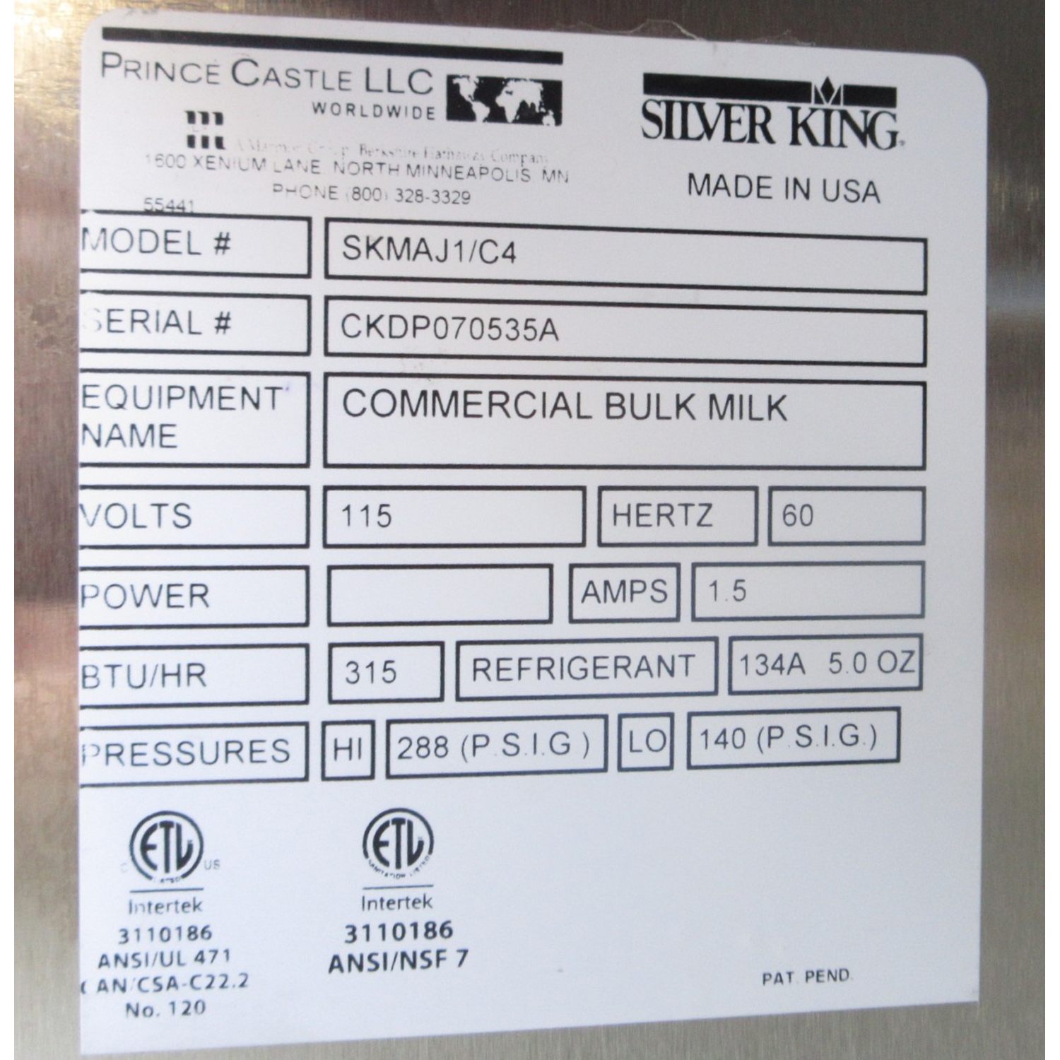 Silver King SKMAJ1/C4 Milk Dispenser, Used Excellent Condition image 3