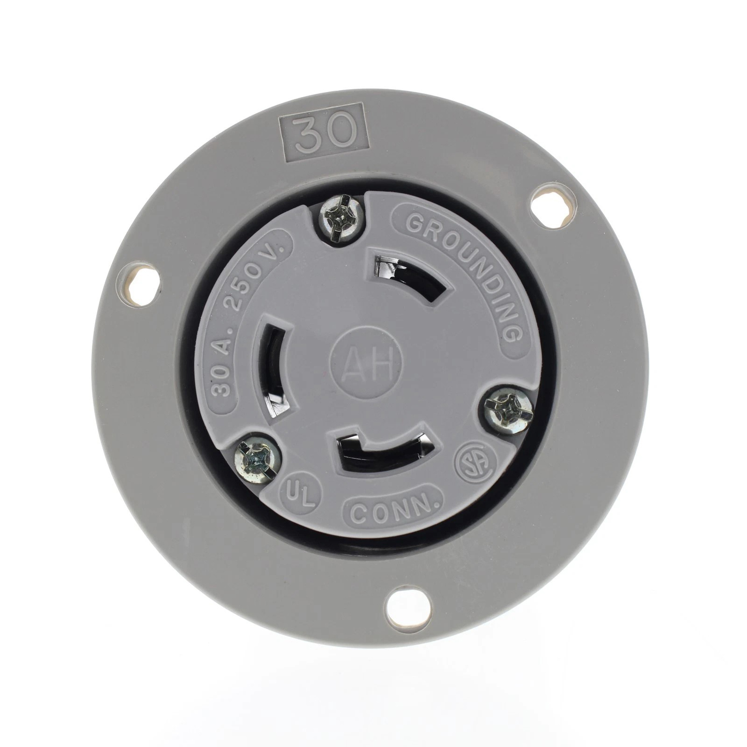 Arrow Hart 6346 Gray Twist Turn Locking Flanged Outlet NEMA L6-30R 30A 250V 2P 3W image 2