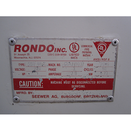 Rondo Reversible Sheeter With Cutting Station Used Great Condition image 6