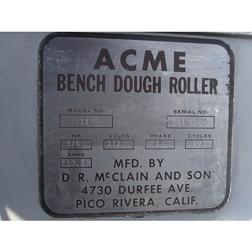 Acme R11 Double Pass Dough Roller Sheeter, Used Good Condition image 4