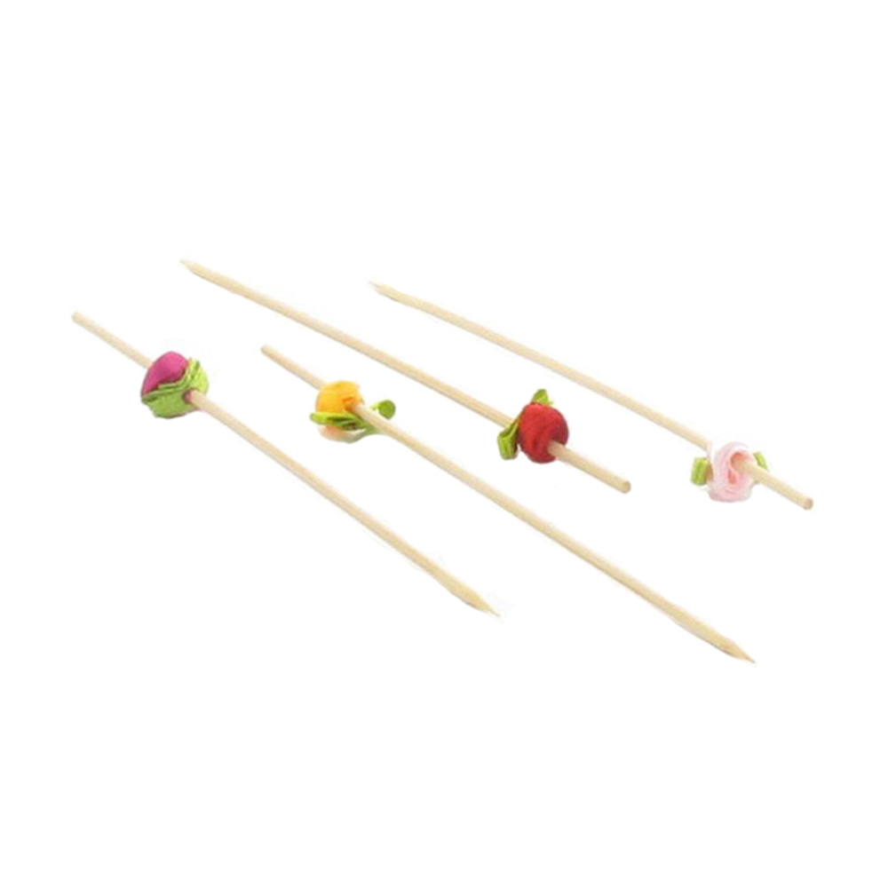 PacknWood Bamboo Flower Skewer, 4.7" - Pack Of 100 image 1