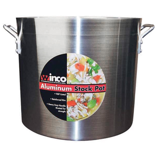 Winco Super Aluminum Stock Pot - 50 Quart, 15.8" Diameter, 4mm image 1