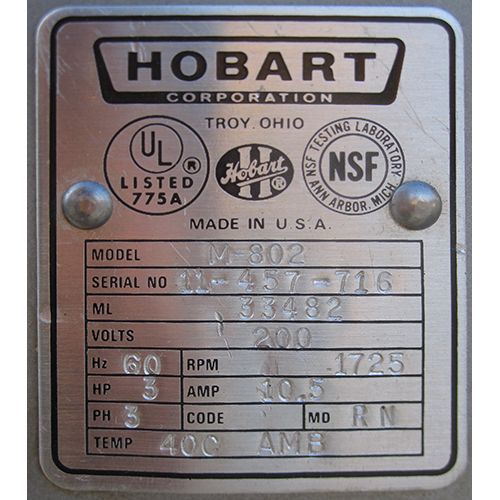 Hobart 80 Quart Mixer With Bowl Guard Model M802 image 8