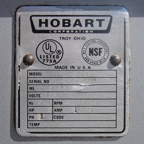 Hobart 80 Qt Mixer Model # L800 image 9