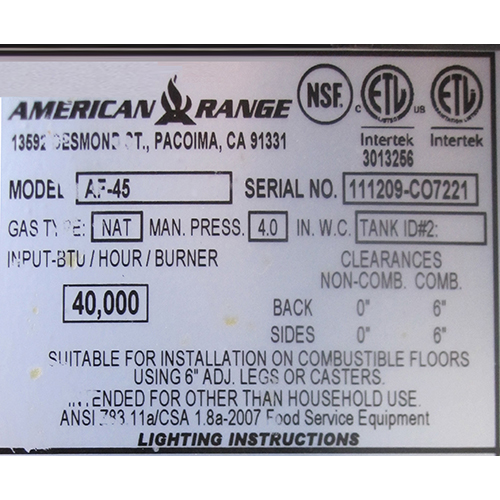 American Range Gas Fryer Model AF-45 image 5