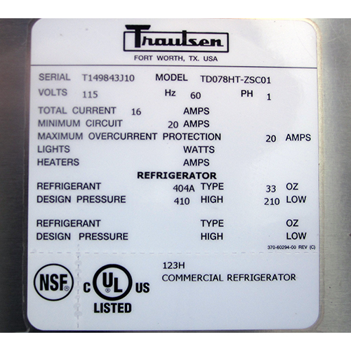 Traulsen Fish Display Case Model TD078HT