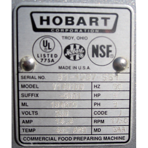 Hobart 140 Quart Mixer Model V1401DD image 11