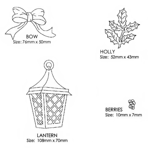 JEM Cutters Christmas Lantern & Holly, Set of 4 Plastic Gumpaste Cutters image 1