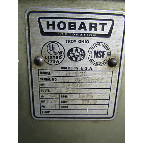 Hobart 60 Quart Mixer Model H600, Used image 6