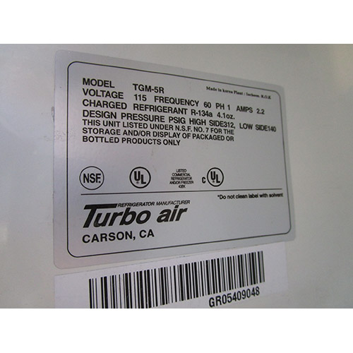 Turbo Air Glass-Door Counter Merchandiser Cooler TGM-5R, Great Condition image 5