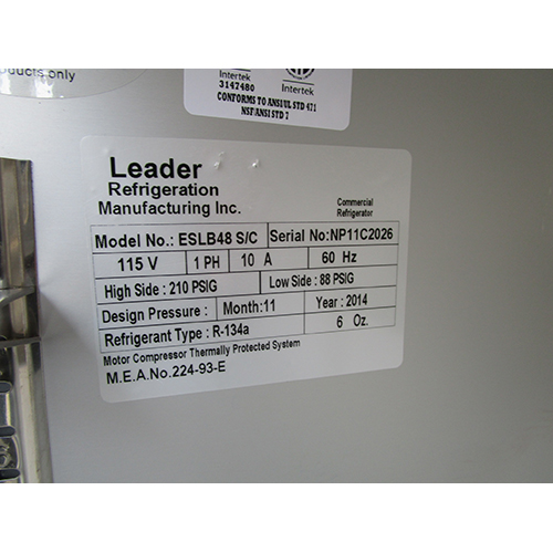 Leader Low Boy ESLB48-SC 48" Under-Counter Refrigerator, Excellent Condition image 5