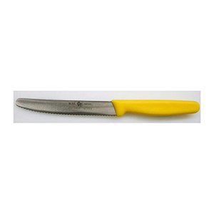 Icel Steak Knife, 4-1/4" Wavy-Edge Blade, Yellow Plastic Handle image 1