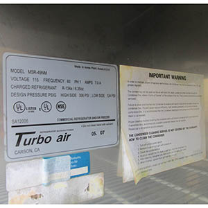 Turbo Air MSR-49NM Solid Door Refrigerator, Great Condition image 4
