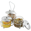 Chrome-Plated Wire 3-Ring Condiment Jar Holder Rack image 1