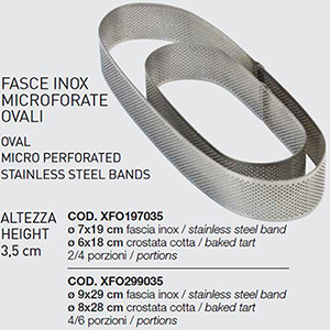 Pavoni "Progetto Crostate" Perforated Stainless Oval Tart Ring, 11-3/8" x 3-1/2" x 1-3/8" High (29x9x3.5cm) image 1