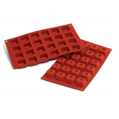 Silikomart Flexible Silicone Bakeware Square Savarin Mold 0.54 Oz, 1.37" x 1.37" x 0.84" High, 24 Cavities image 1