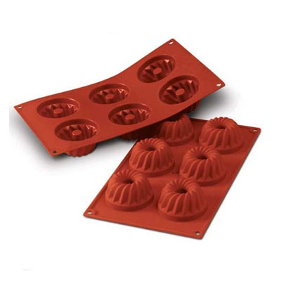 Silikomart Silicone Bakeware Kugelhopf 2.7 Oz, 2.76" Dia x 1.42", 6 Cavities image 1