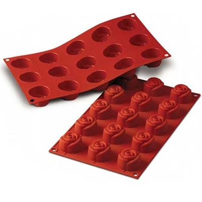 Silikomart Silicone Bakeware Rose Shaped Mold 0.78 Oz, 1.73" Dia x 1.06" High 15 Cavities image 1