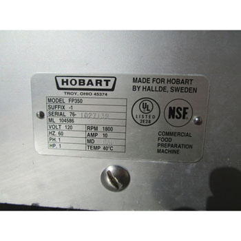 Hobart FP-350 Continuous Feed Food Processor, Excellent Condition image 2