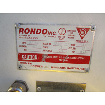Rondo SSO-68C Dough Sheeter W-Cutting, Very Good Condition image 9
