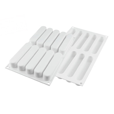 Silikomart Silicone Bakeware Fashion Eclair 2.7 Oz., 5.11" x .98" x .98" High, 10 Cavities image 1