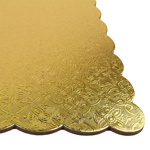 Gold Scalloped Log Cake Board (thick), 6.5" x 11.25" - Pack of 25 image 1