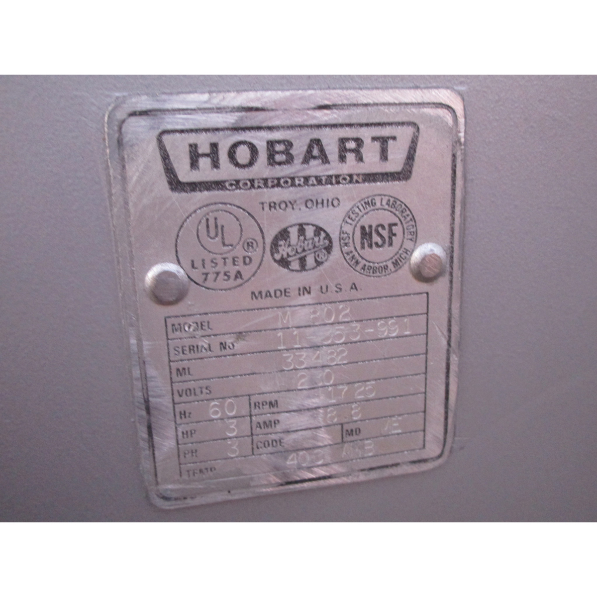 Hobart 80 Quart M802 Mixer With Bowl Gaurd, Great Condition image 3