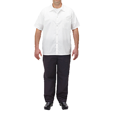 Winco Poly-Cotton Short Sleeved White Chef Shirt - Medium image 1