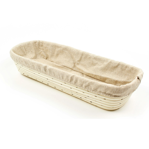 Vollum Brotform Rectangular Proofing Basket with Linen, 15" x 5 1/2", 3 lb image 3