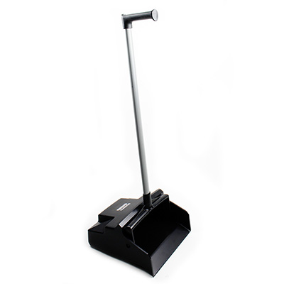 Impact 2602HS LobbyMaster Plastic Lobby Dustpan, 12" Wide, 32" High, Black Pan/White Handle image 1